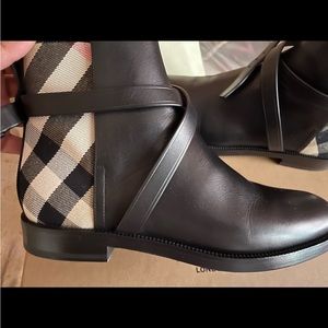 House Burberry Checker Leather Ankle Boot